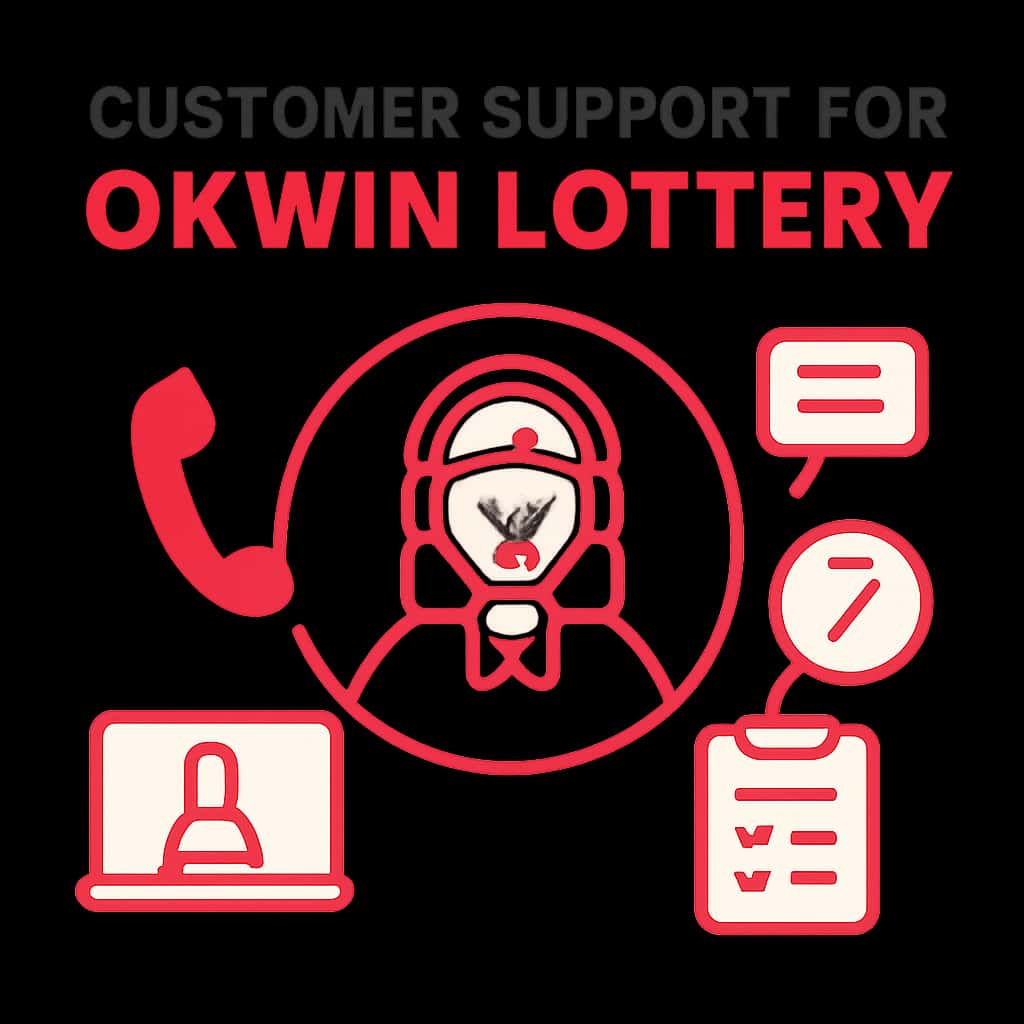 An educational diagram illustrating customer support options for Okwin Lottery.
