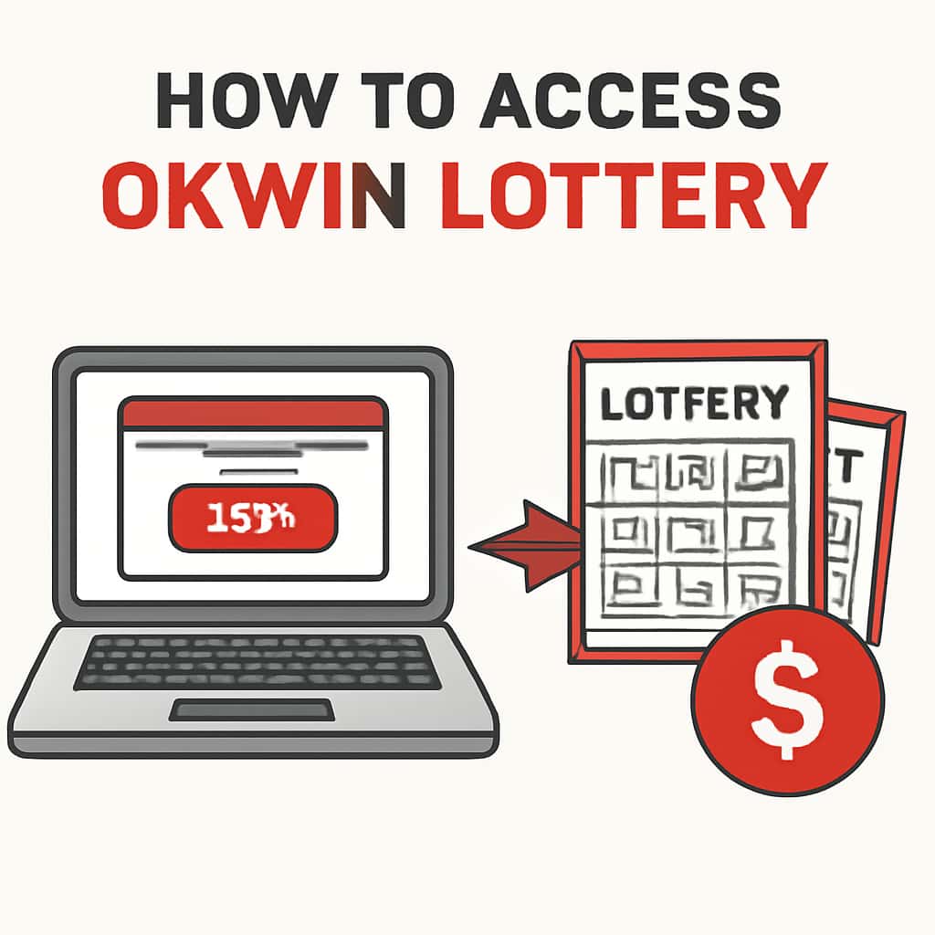 An educational diagram illustrating the access process for Okwin Lottery.