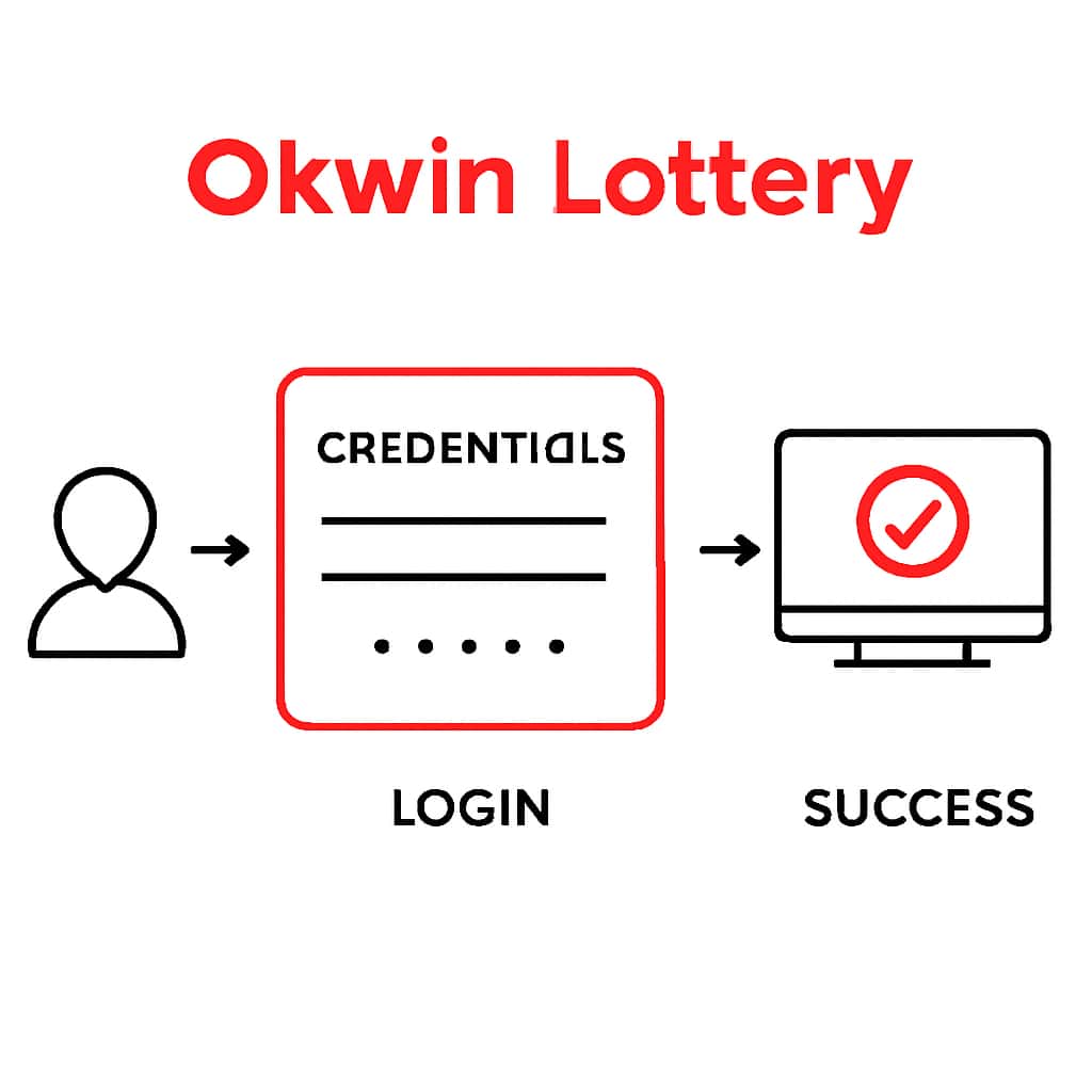 Illustration of the Okwin Lottery login process.
