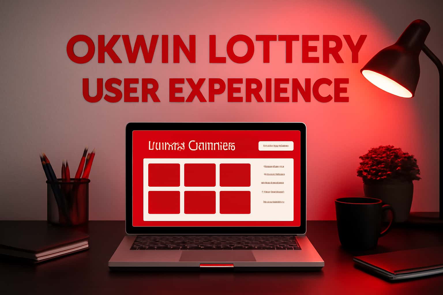 An informative scene illustrating the Okwin Lottery User Experience.