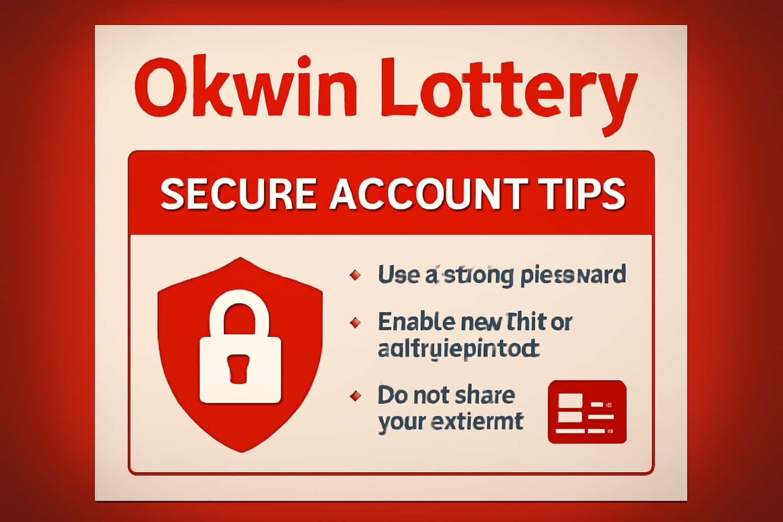 An informational graphic illustrating tips for securing Okwin Lottery accounts.
