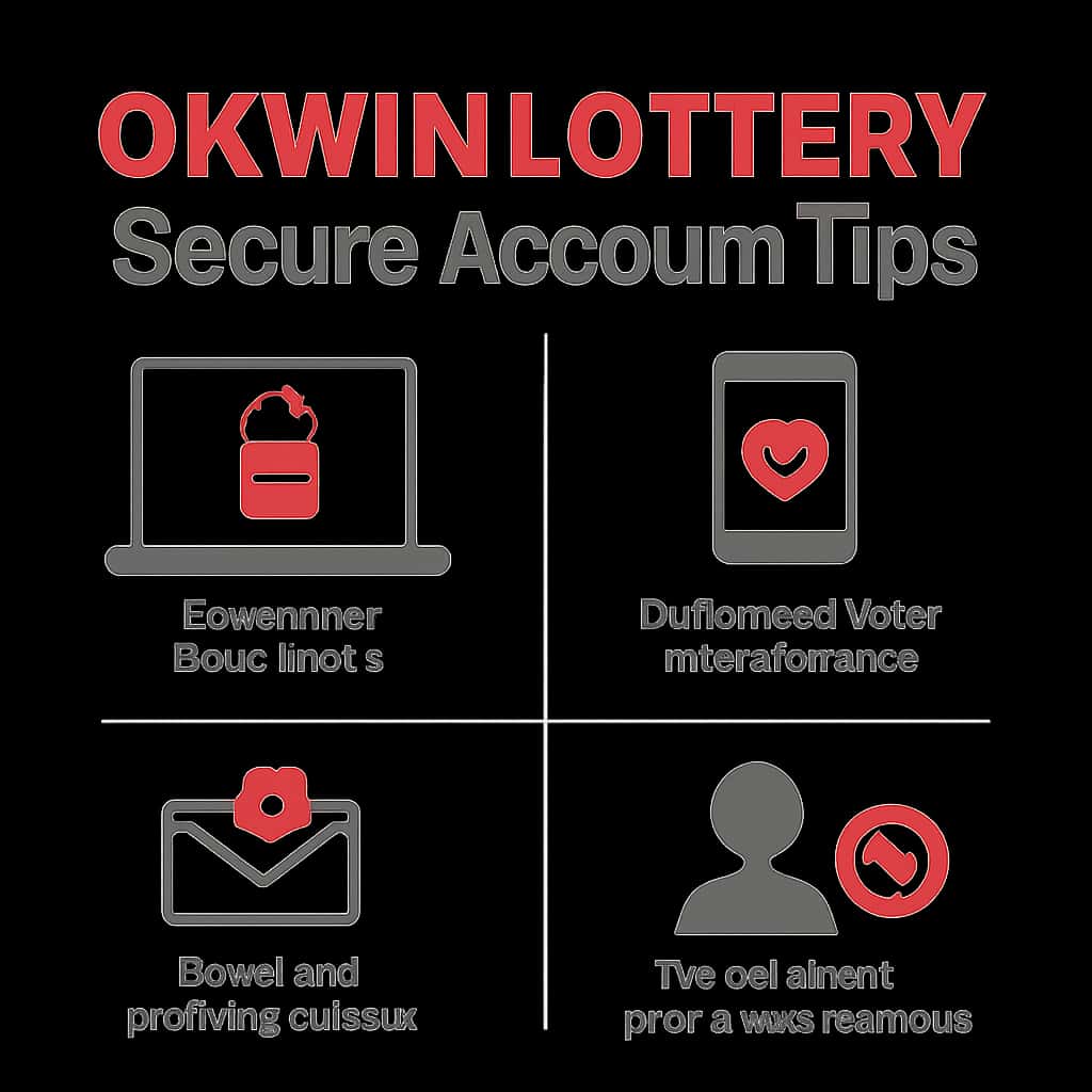 Illustration detailing security measures for Okwin Lottery accounts.